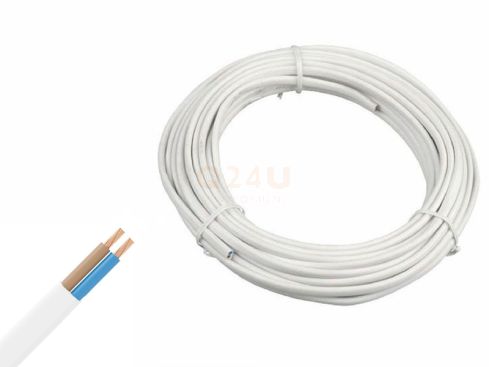 12 / 24 / 230-Volt-Kabel, 2 x 0,75 mm², pro 2 Meter – weiß.