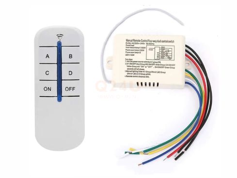 Kabelloser Schalter / Fernbedienung für 4× 230V – Max. 800W