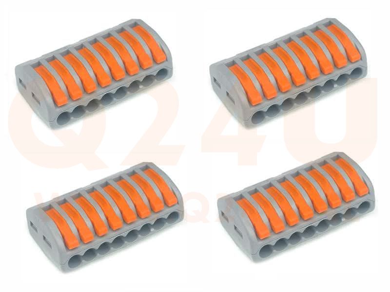 WAGO lasklem 8 draads, voor 230 volt, 4 stuks