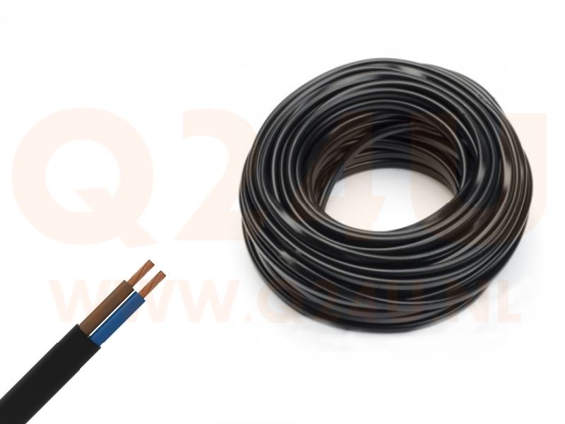 12 / 24 / 230 volt kabel, 2 aderig, per 2 meter