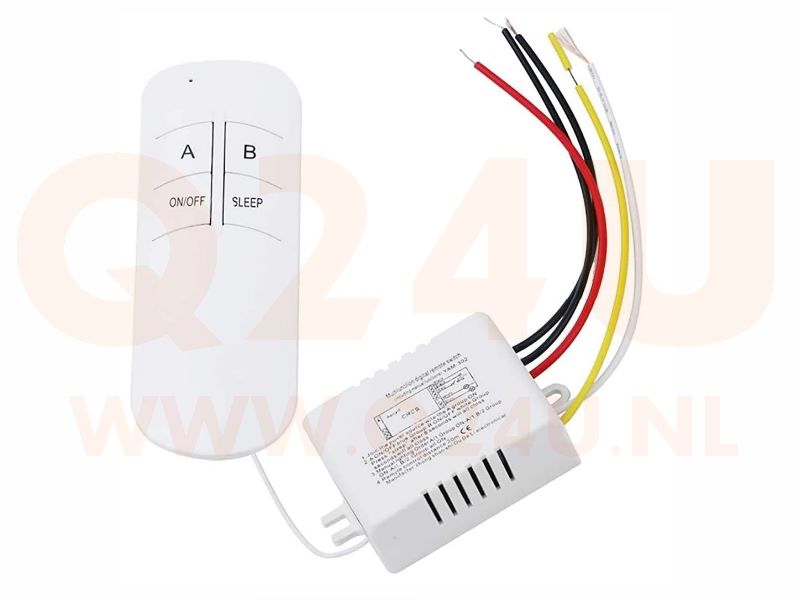Kabelloser Schalter / Fernbedienung für 2× 230V – Max. 400W